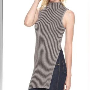 NWT Rock & Republic Gray Ribbed Mock Neck Midi light material Dress. Size XL.